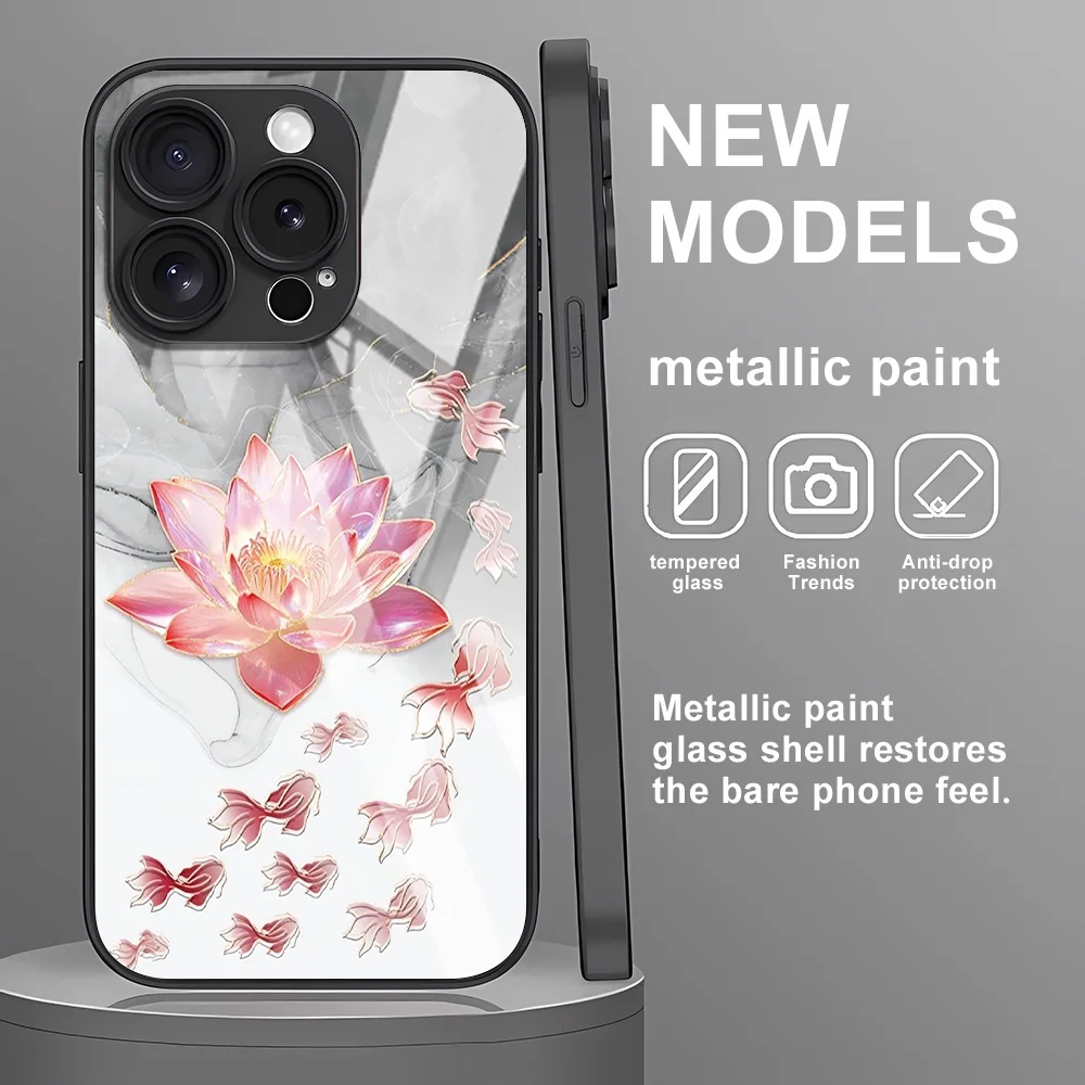 Чехол из закаленного стекла для iPhone 16 Pro, чехлы для iPhone 17 Air 16 15 14 13 12 11 Pro Max 16 Plus X XS XR 7 8 SE2 Fundas Flower Cover Чехол из закаленного стекла для iPhone 16 Pro, чехлы для iPhone 17 Air 16 15 14 13 12 11 Pro Max 16 Plus X XS XR 7 8 SE2 Fundas Flower Cover