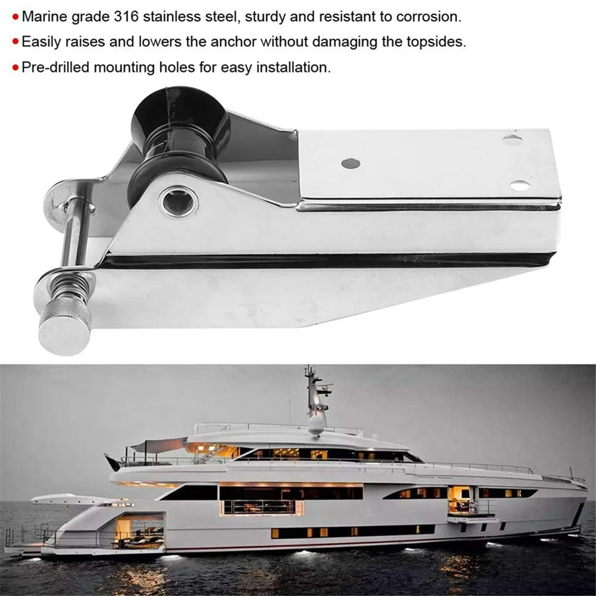 Anchor Bracket Anchor Roller Anchor Bracket 316 Stainless Steel Anchor Accessories Yacht Airship Fishing Ship Sailing