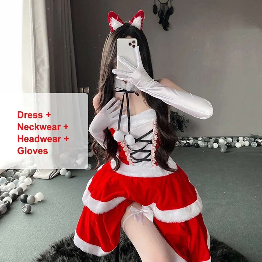 

New Red Velvet Christmas Dress Costume Xmas Carnival Party Santa Claus Coat Favor Cosplay Outfit Holiday Party