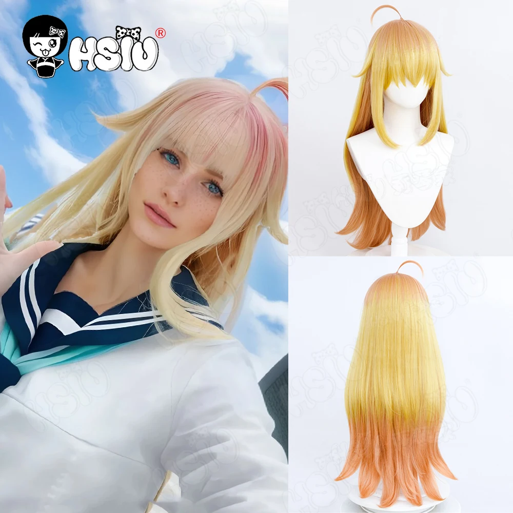 Koshi Torako peruka do cosplay peruka syntetyczna z włókna 「HSIU 」 pomarańczowy gradient żółta długa peruka Anime mój przyjaciel jelenia Nokotan