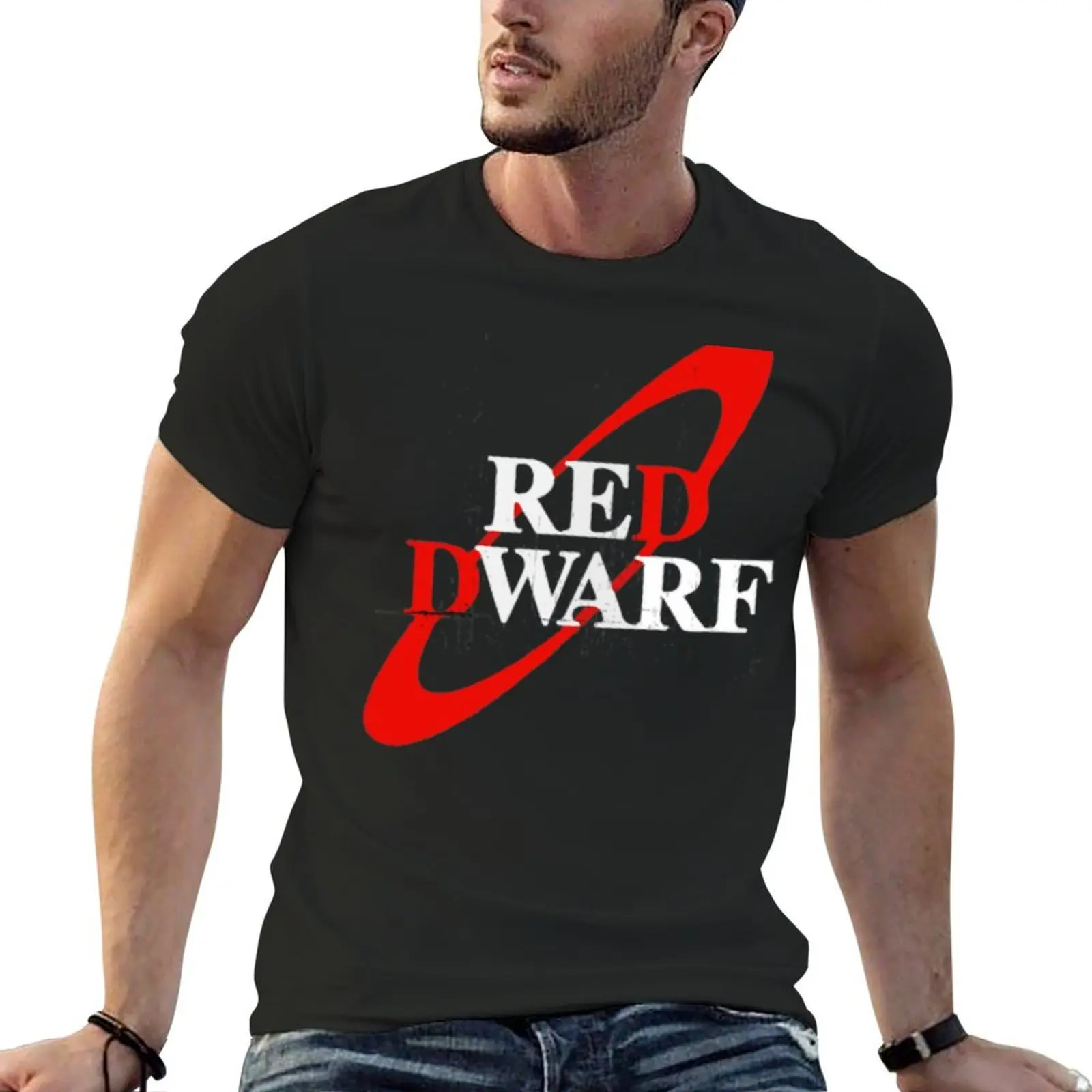 Red Dwarf Distressed Logo Pocket Position T-Shirt customizeds plus size clothes Blouse t shirt men