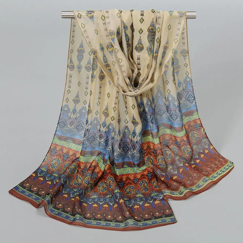 New Floral Printing Chiffon Scarf Soft Long Shawl Silk Thin Female Wrap Shawls