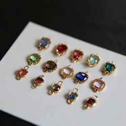 1pcs Diy Jewelry Accessories Alloy Inlaid Crystal Double Pendant Earrings Pendant Necklace Material Handmade Charms