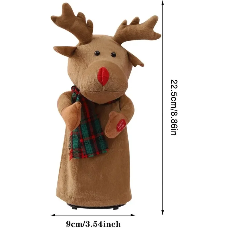 Twerking Reindeer Santa Toy, Electric Musical Dancing Santa Elk Xmas Interactive Plush Deer Toy Reindeer Stuffed Animal Decor