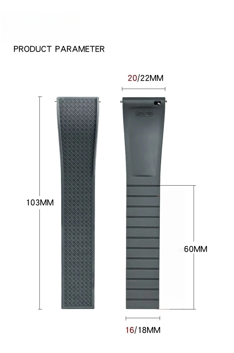 Fit For IWC Watch 20mm 22mm FKM Rubber Watch Strap Quick Release Bar Watch Band With 316L Stainless Steel Folding Buckle