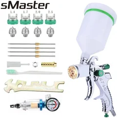 Smaster Professional HVLP 1.4/1.7/2.0/2.5mm Nozzle Spay Gun Gravity Airbrush for Car Painting with 600ml 600CC Cup