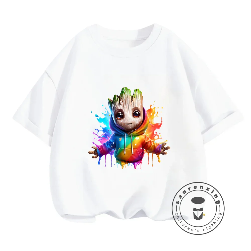 Marvel Groot Anime Superhero T-Shirts Cool Kawaii O-Neck Fashion Tops for Boys Girls Perfect for Galaxy Guardian Adventures