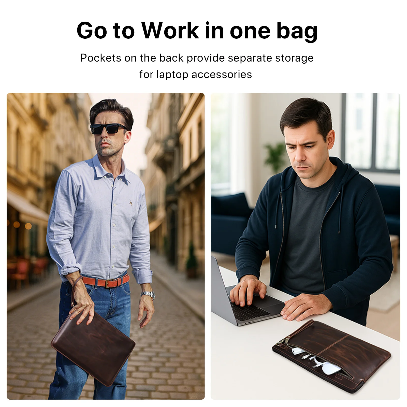 حافظة كمبيوتر محمول من الجلد الطبيعي لجهاز ماك بوك برو 16 ديل ASUS جالاكسي بوك ثينك باد 16 بوصة حقيبة غطاء الكمبيوتر حقيبة الرجال