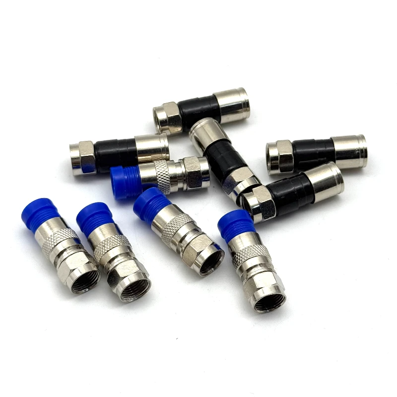 100PCS Universal RG6 Compression Connector Waterproof Connection F Compression Connectors for Coaxial Cable