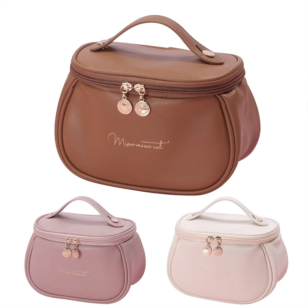 Borsa portaoggetti portatile di lusso da donna con cerniera di grande capacità organizzatore di bellezza cosmetica multifunzione custodia per trucco da donna in pelle PU regalo