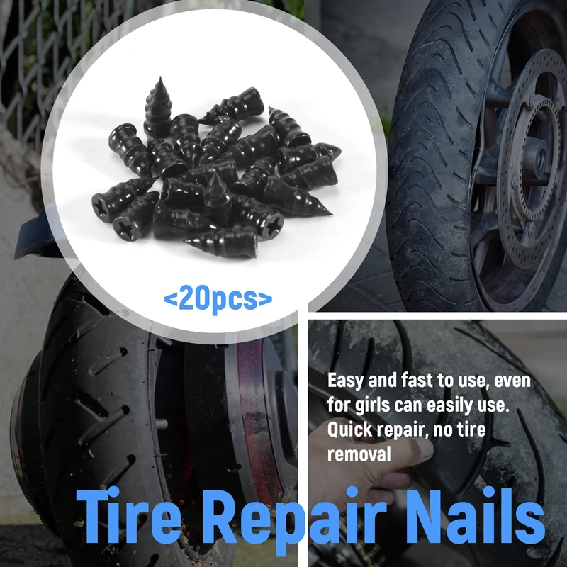 20Pcs Tire Repair Rubber Nails Auto Motorcycle Vacuum Tire Repair Nail Fast Repair Tool Self-Service Tire Repair Nail