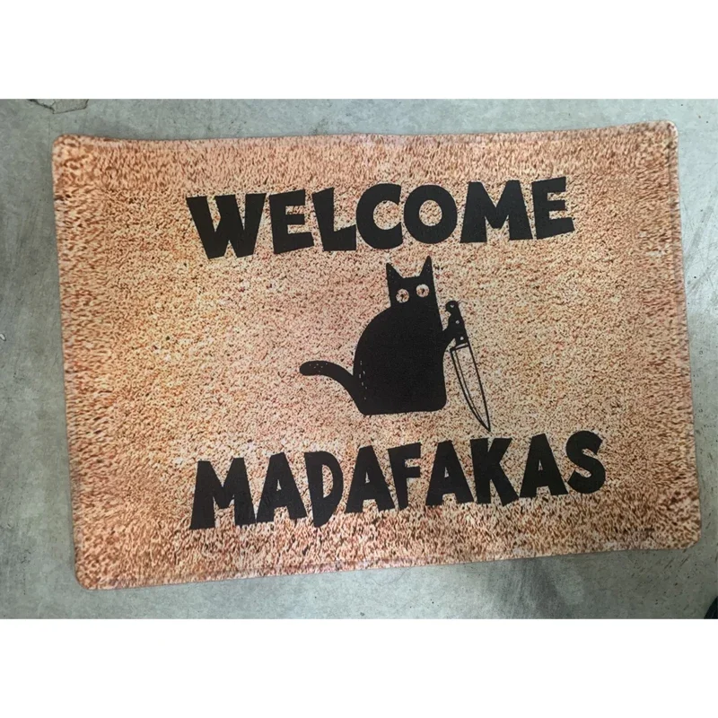 MADAFAKAS Dark Cat Welcome Full Doormat Fun Home Decor A Living Room Kitchen Bathroom Give People Gifts Fast Shipping Decoration