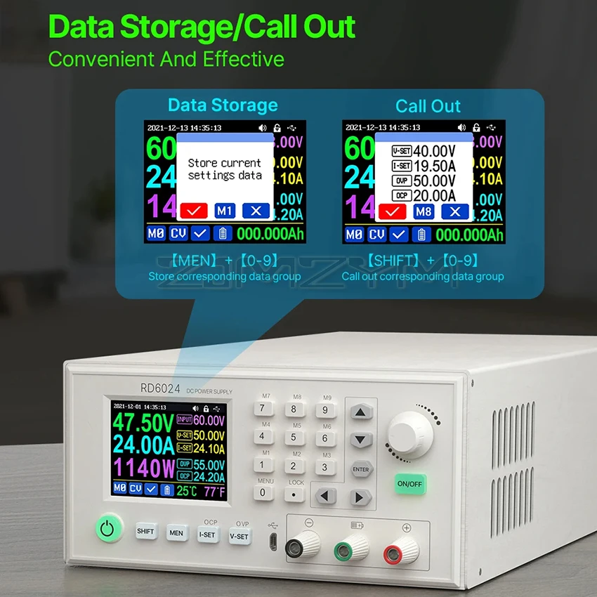 Imagem -02 - Conjunto Montado Controle Digital ca Estabilizada para cc Tensão Ajustável Regulador de Fonte de Alimentação de Laboratório 60v 24 a 1140w 1440w Rd6024