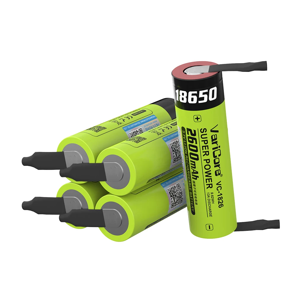 VariCore 18650 2600mAh 3.7V بطارية ليثيوم أيون قابلة للشحن لتقوم بها بنفسك ورقة النيكل للمصباح الأمامي ، بنك الطاقة المحمول