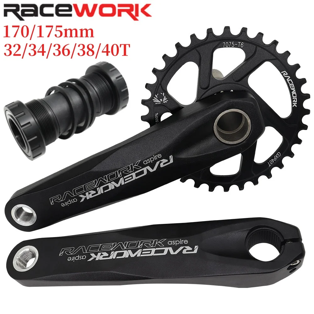 RACEWORK MTB Crankset 170/175mm Mountain Bike Crank Narrow Wide Chainring 32/34/36/38T 11/12S Bicycle Crankset Sprocket For GXP