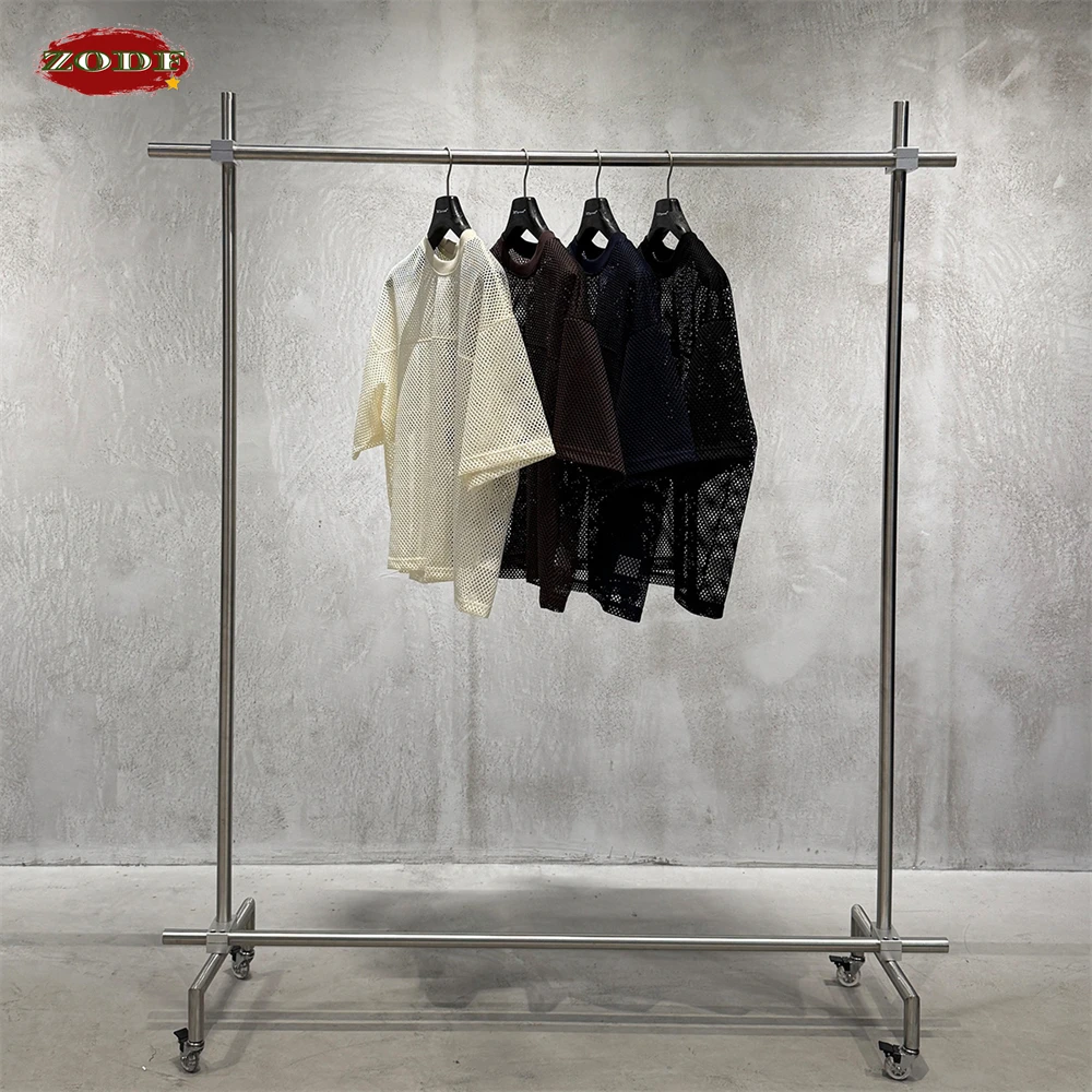 ZODF جديد 2026 الصيف تنفس شبكة تي شيرت للرجل للجنسين شارع العليا 240gsm Boxyfit تي شيرت العلامة التجارية بلايز HY1179