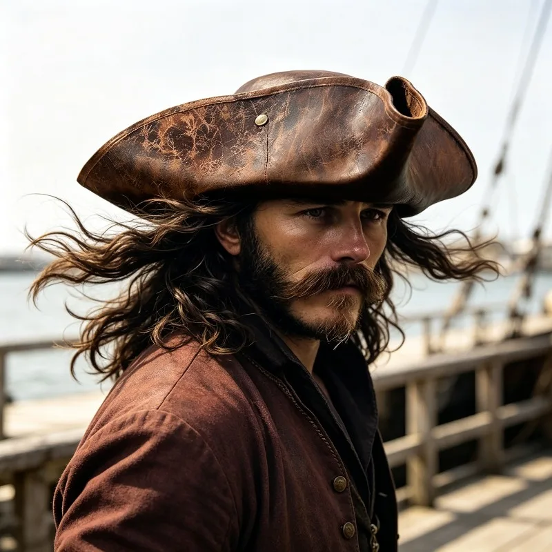 Halloween Stage Performance Adult Travel Pirate Triangle Hat Captain Costume Accessories Decorative Hat Stage Performance Hat