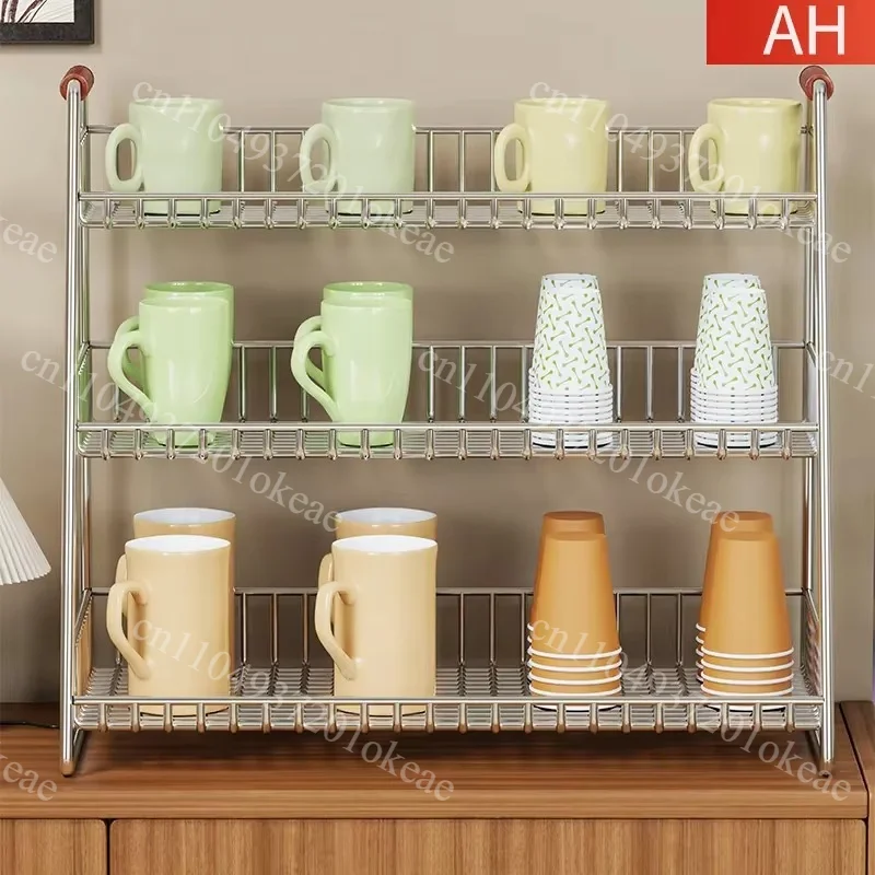 Household Kitchen Cup Storage Rack Multi-functional Large Capacity Trapezoidal Tiered Mug Holder for Water Cups and Teacups