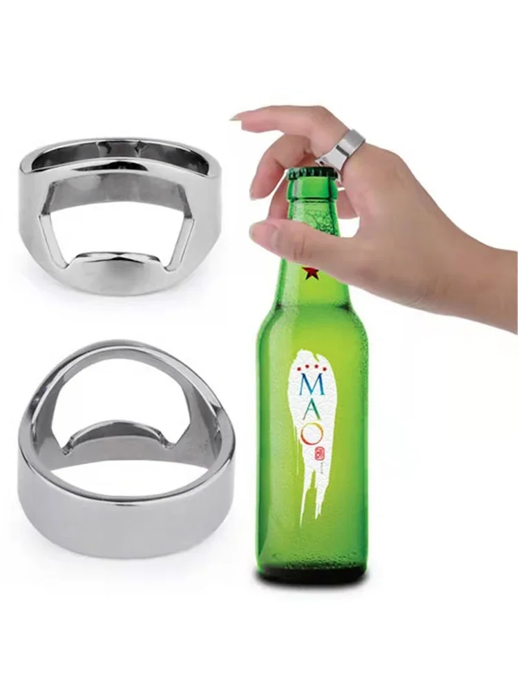 Mini Dosenöffner Edelstahl Flaschenöffner Ring-form Flasche Bier Öffnung Entferner Küche Gadgets Bar Finger Opener Werkzeuge – Detail 2