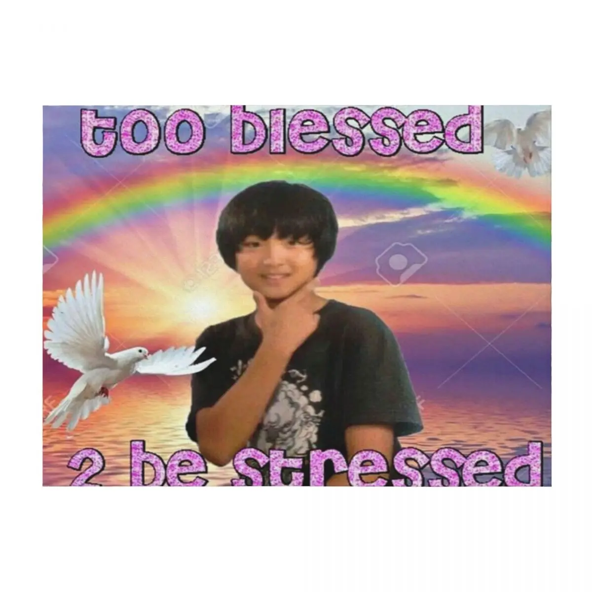 

too blessed 2 be stressed Throw Blanket Personalized Gift Bed Fashionable manga Blankets