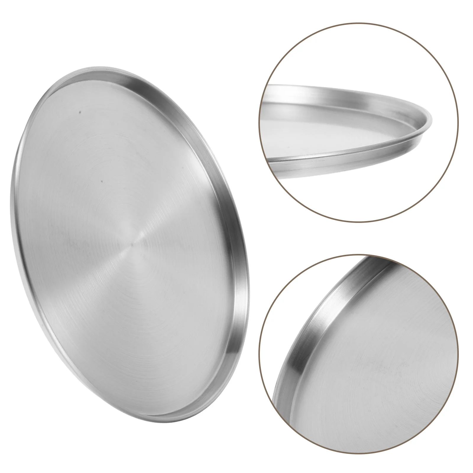 

Stainless Steel Pizza Pan Baking Accessory Accessories Silver Fruit Dinner Plate