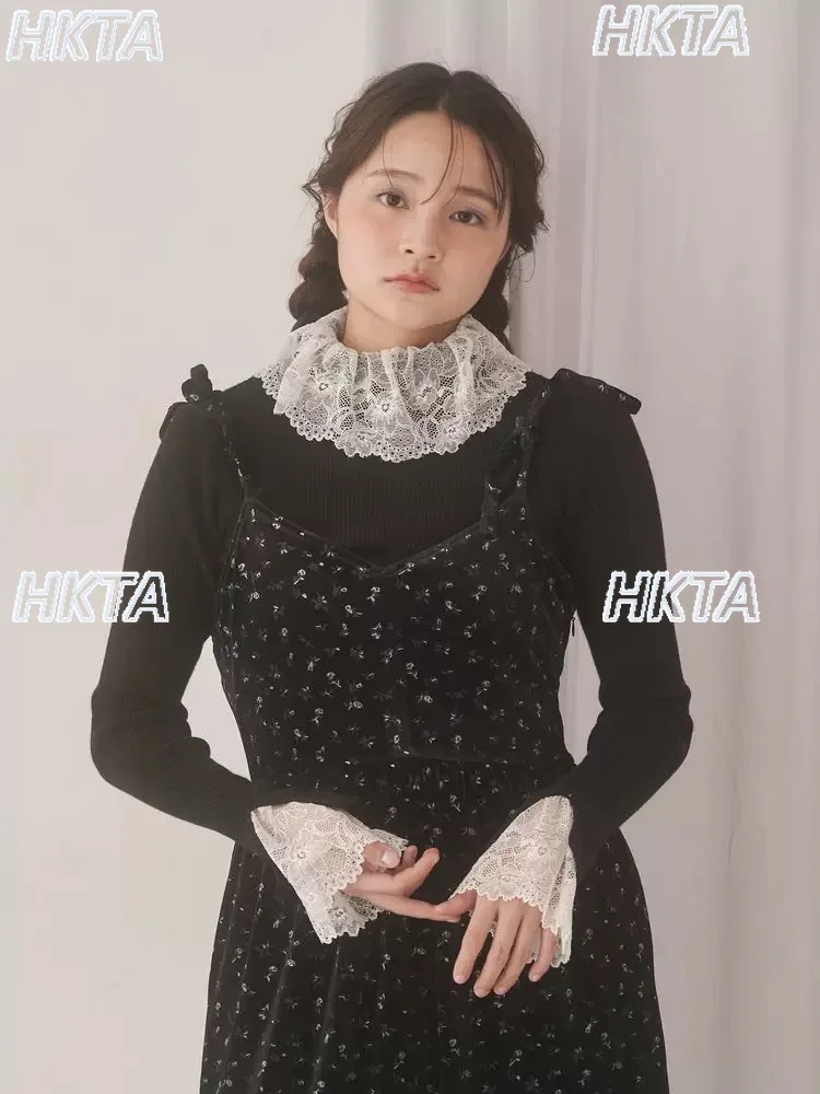 

Милая водолазка с кружевной строчкой, нижняя рубашка, пуловер, осень-зима, универсальный облегающий повседневный вязаный свитер, черный женский топ