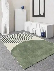 VIKAMA Faux Cashmere Living Room Water-Absorbent Non-Slip Light Luxury Green Cream Wind Bedroom Coffee Table Floor Mat
