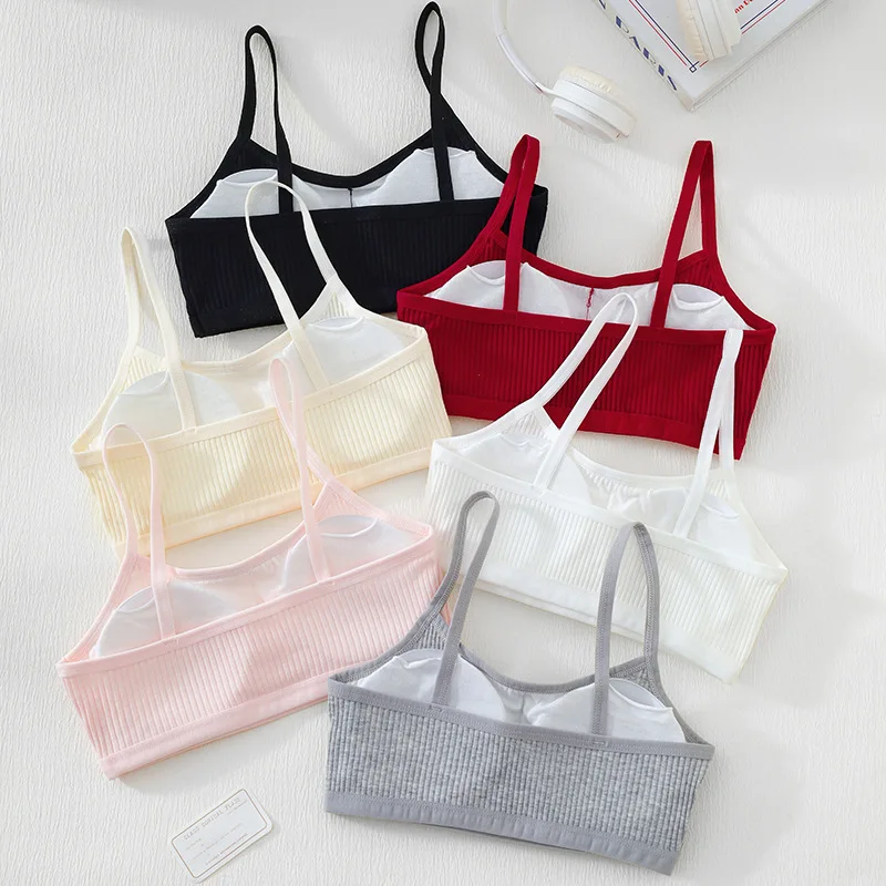 1PC Cotton Teenagers Girls Training Bras Solid Developmental Girls Sports Bras Soft Brassiere Kids Tank Tops Children Underwears - view 2