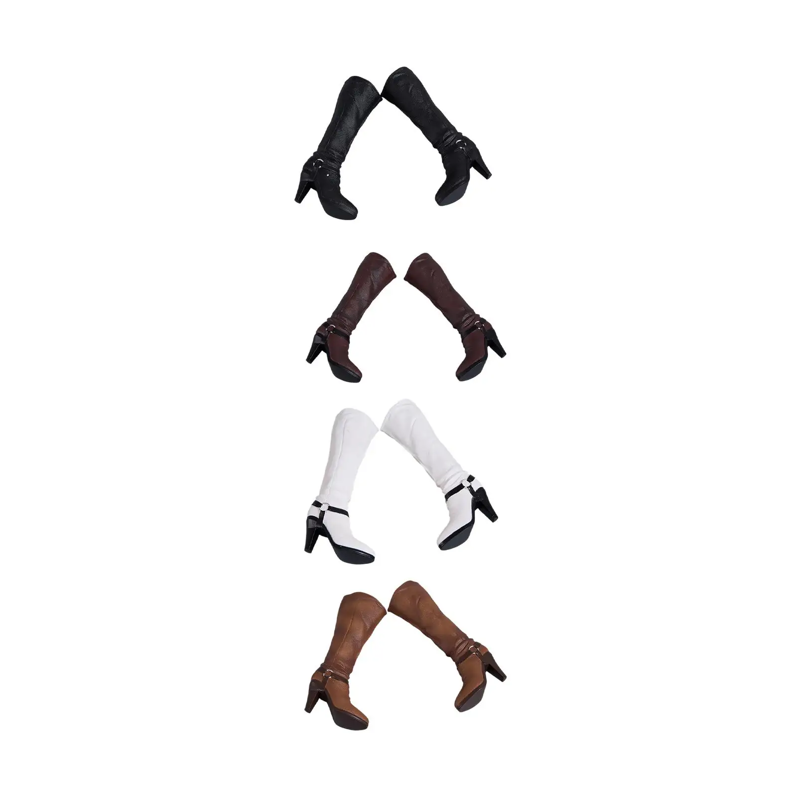 

1/6 Scale Figure Shoes Doll Shoes Collectible PU Leather Miniature Elegant Decorative High Heels 12 inch Female Figure Boots