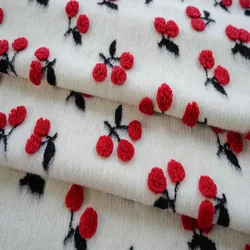Knitted Jacquard Fabric Small Cherry Woolen Nap Blanket Autumn Winter Thick Women's Dress Shawl Fashion Sewing Cloth by Meter