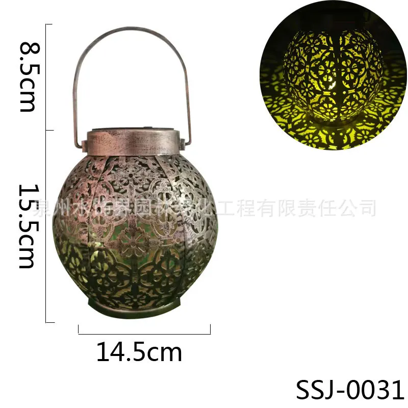 

cross-border outdoor wrought iron solar lights, courtyard lawn landscape decoration, portable lights, hollow projection lights