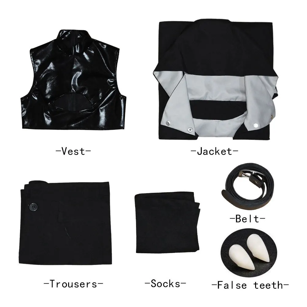 

Nanakusa Nazuna Cosplay Call Of The Night Costume Wig Yofukashi No Uta Black Cloak Jacket Leather Vest Shorts Women Outfit