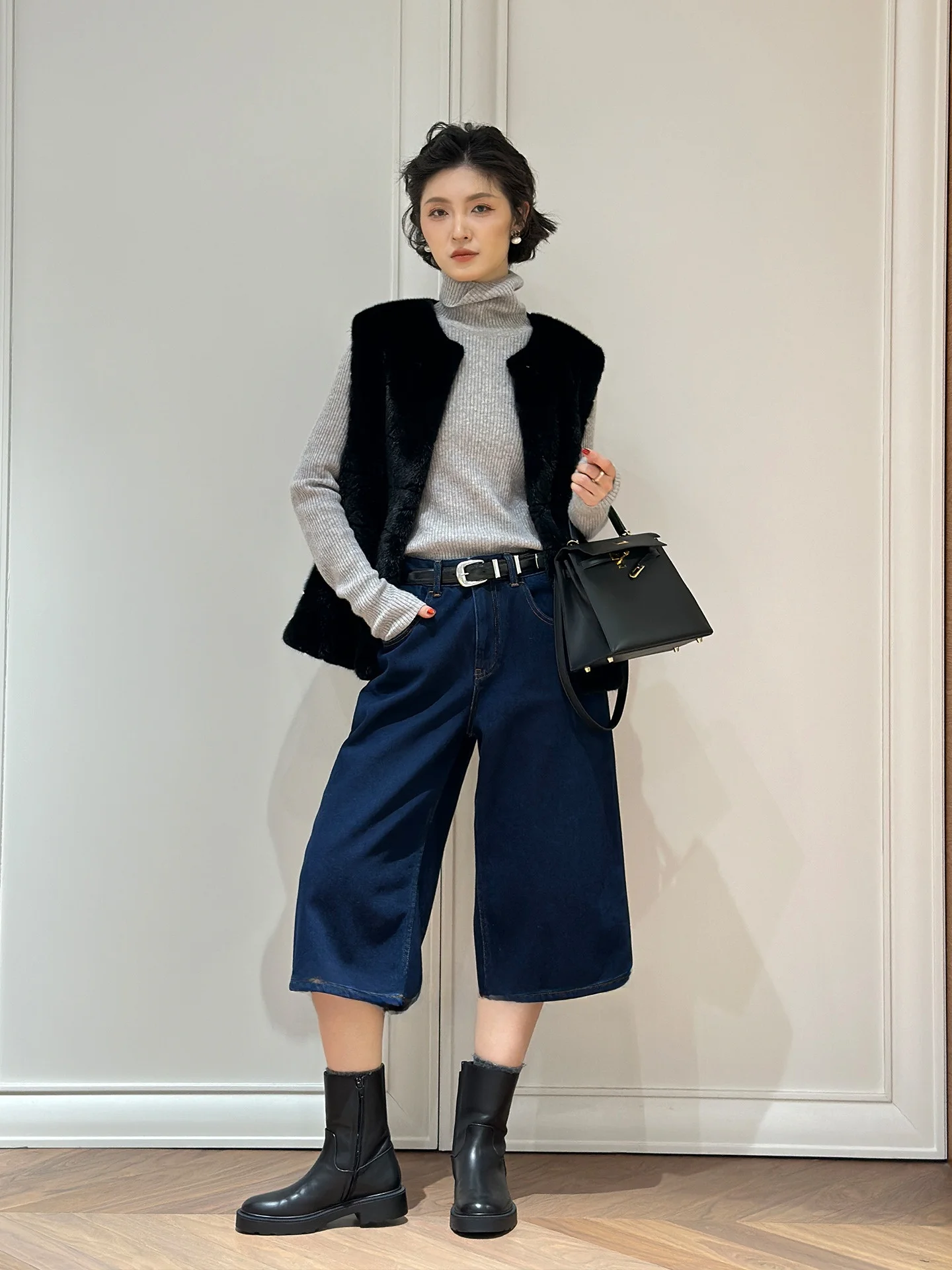 

Винтажные джинсы с широкими штанинами Red Label Camere Festival Blue Seven, укороченные, женские, свободного кроя, повседневные, осенние, синие