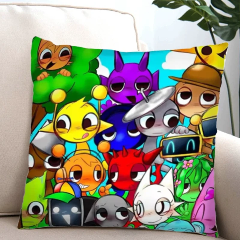 

Sprunki Pillowcase Soft Peach Skin Velvet Pillowslip Living Room Bedroom Anime Cartoon Popular Game Home Funny Decoration Gift