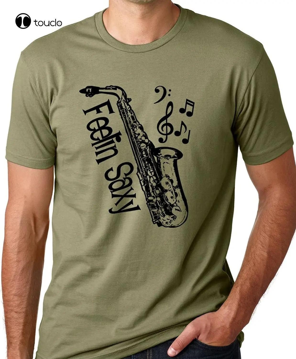 New Summer Cool Tee Shirt Feelin Saxy Funny Saxophone T-Shirt Cotton T-Shirt Custom Aldult Teen Unisex Fashion Funny New Unisex