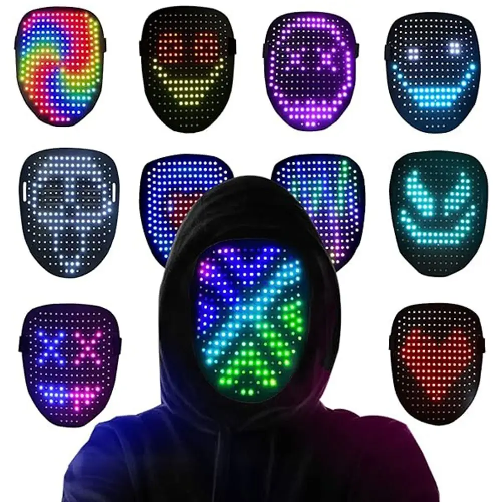 

Gesture Induction Halloween LED Mask LED Lighted 50 Display Modes Light Up Mask Breathable USB Recharging Sensing Face Masks