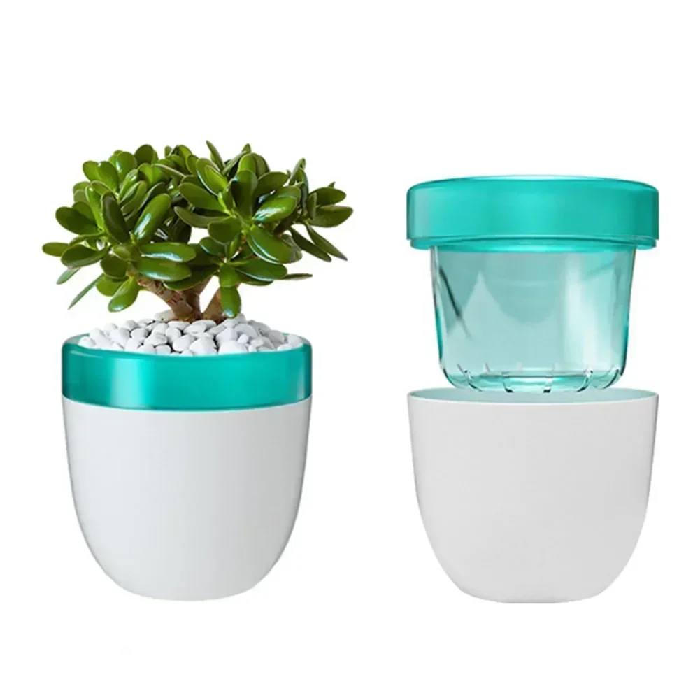 Nordic Decor Self Watering Plant Pot Plant Plastic Round Multipurpos Flowers Pot With Water Tank
