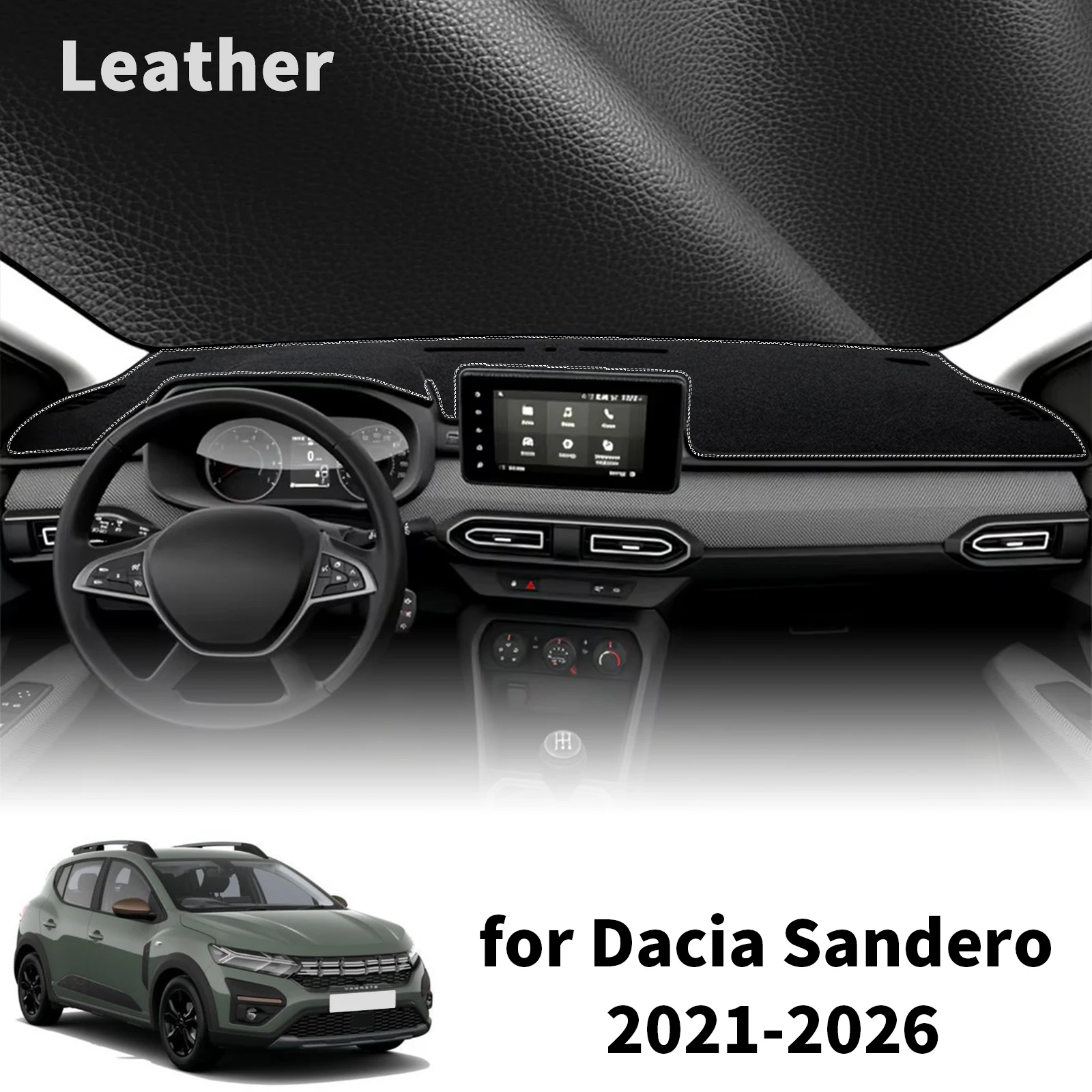 for Dacia Sandero 2026 2025 2024 2023 2022 2021 Car Dashmat Dashboard Cover Pad DashMat Sunshade Protective Carpet Accessories
