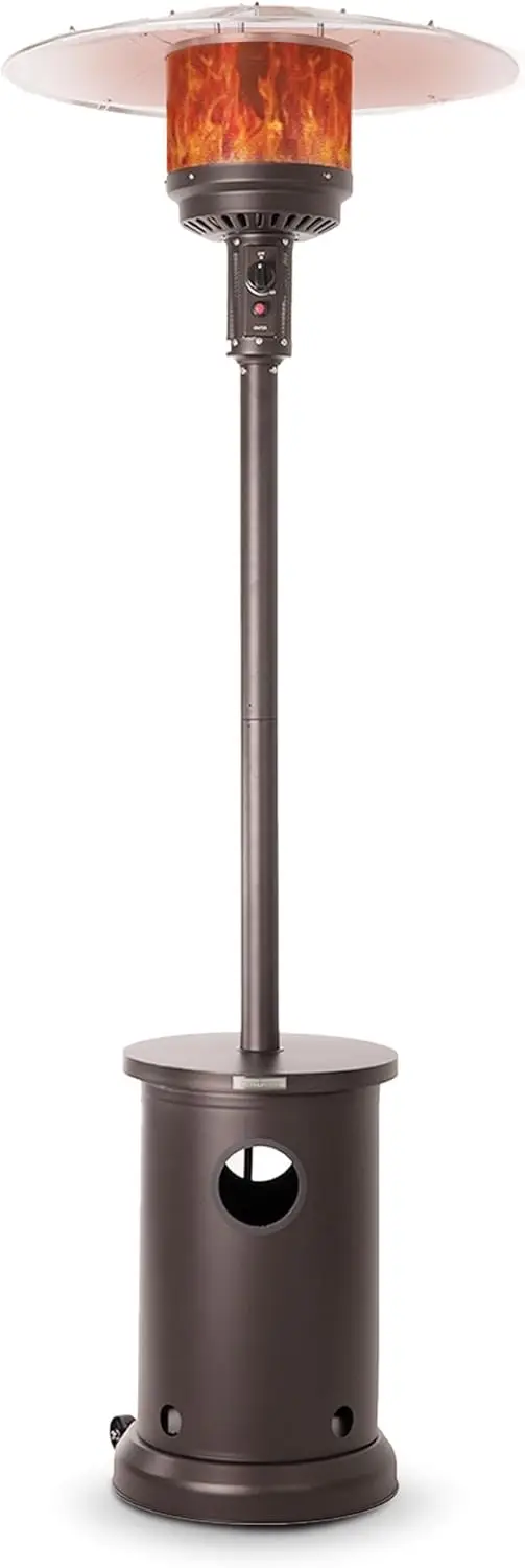 48,000 BTU Output Electronic Ignition System, With Wheels, Portable Outdoor Propane Patio Heater - Mocha Finish