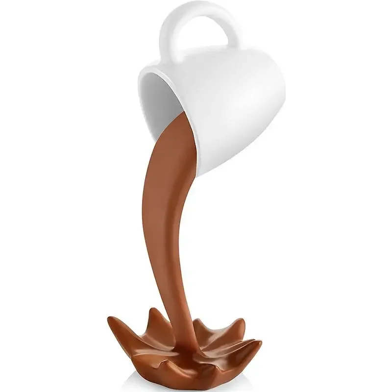 Schwimmende verschüttete Kaffeetasse-Skulptur, Küchendekoration, verschüttete Magie, Ausgießen, Spritzer, kreative Desktop-Dekoration, Heimdekoration – Detail 10