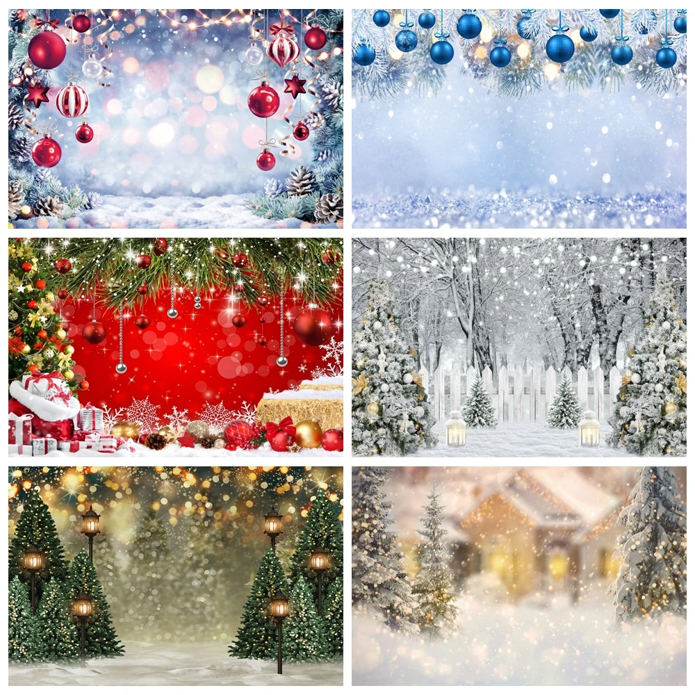 Winter Forest Shiny Light Bokeh Snow Scene Snowflake Party Child Christmas Tree Photography Backdrops Photo Backgrounds Studio