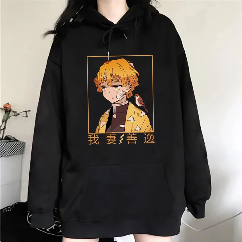 New Autumn And Winter Hoodies Anime Agatsuma Zenitsu Printed Hoodie Street Outdoor Hooded Hip Hop Sweatshirt For Women Men