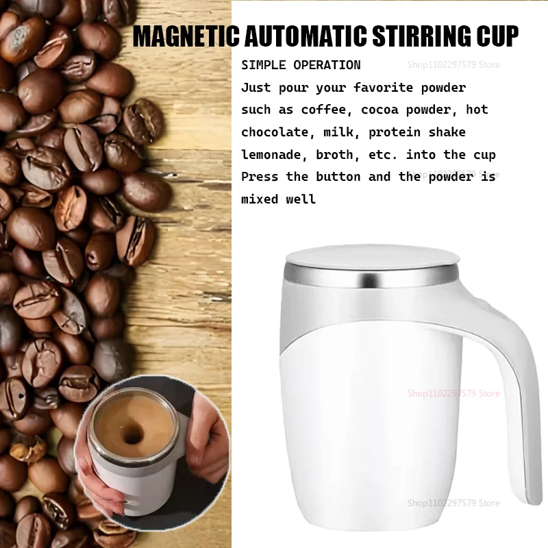 Agitador eléctrico portátil de 380ml con taza de café agitadora automática de acero inoxidable 304 resistente a la corrosión para viajes de oficina