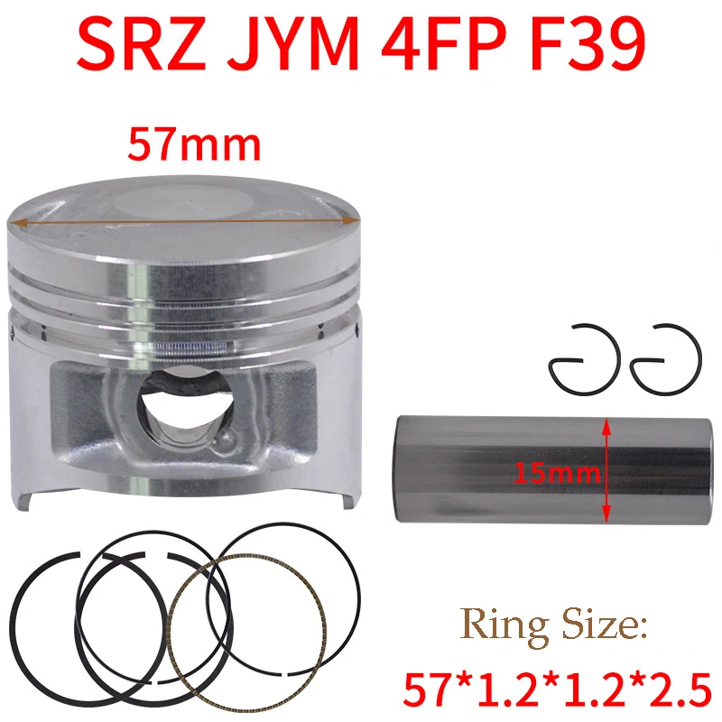 2088 motocykl 57 mm tłok 15 mm zestaw pierścieni kołkowych zestaw do Yamaha SRZ150 JYM150 SRZ JYM 150 150cc części zamienne do silnika