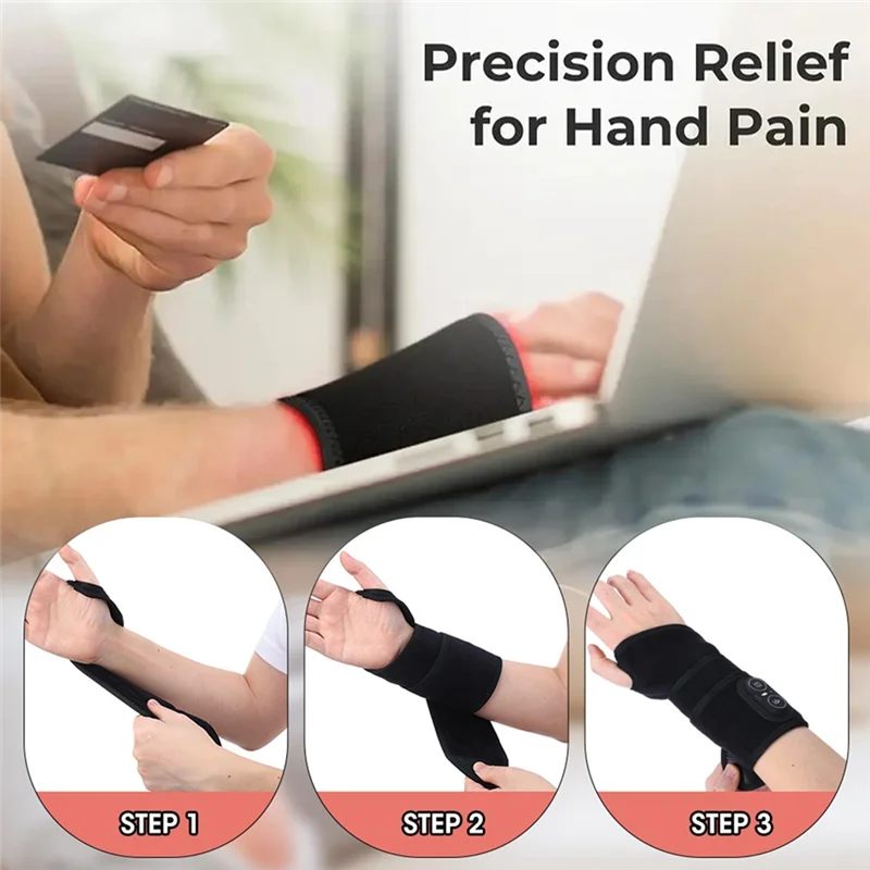 แผ่นประคบร้อนไร้สาย A83G 1 คู่ 3 ระดับอุณหภูมิ สำหรับมือ ข้อมือ บรรเทาอาการปวดข้อศอก สำหรับโรคข้ออักเสบ การพิมพ์ และการเล่นเกม