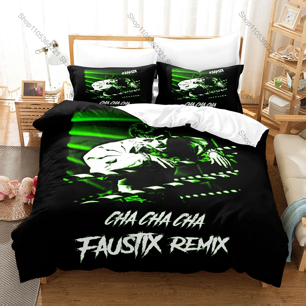 Cool Käärijä Cha Cha Cha Eurovision Bedding Set 1 Duvet Cover + 2 Pillowcases Finland Neon Green Bolero Bedroom Decor