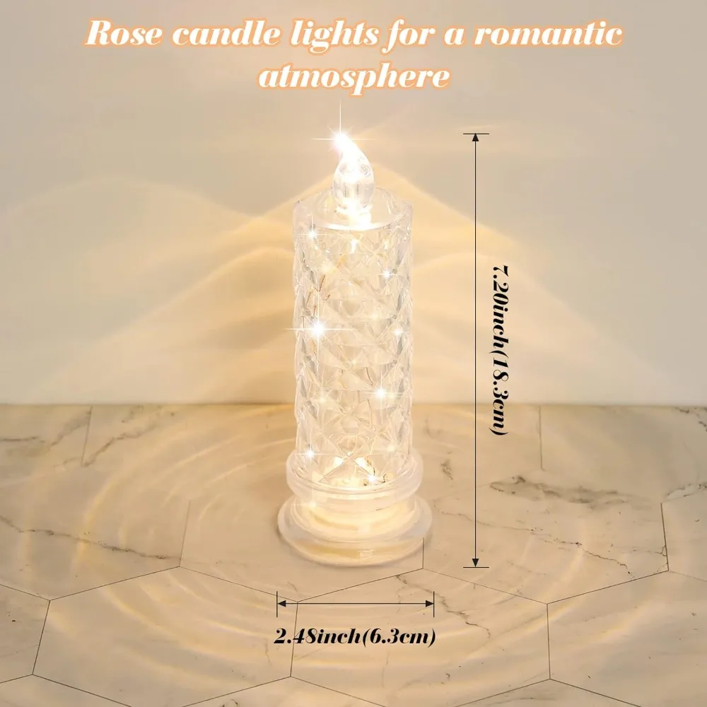 Led Candle Light Rose Pattern Projection Simulation Flameless Candle Lamp for Home Birthday Wedding Party Decoration Christmas