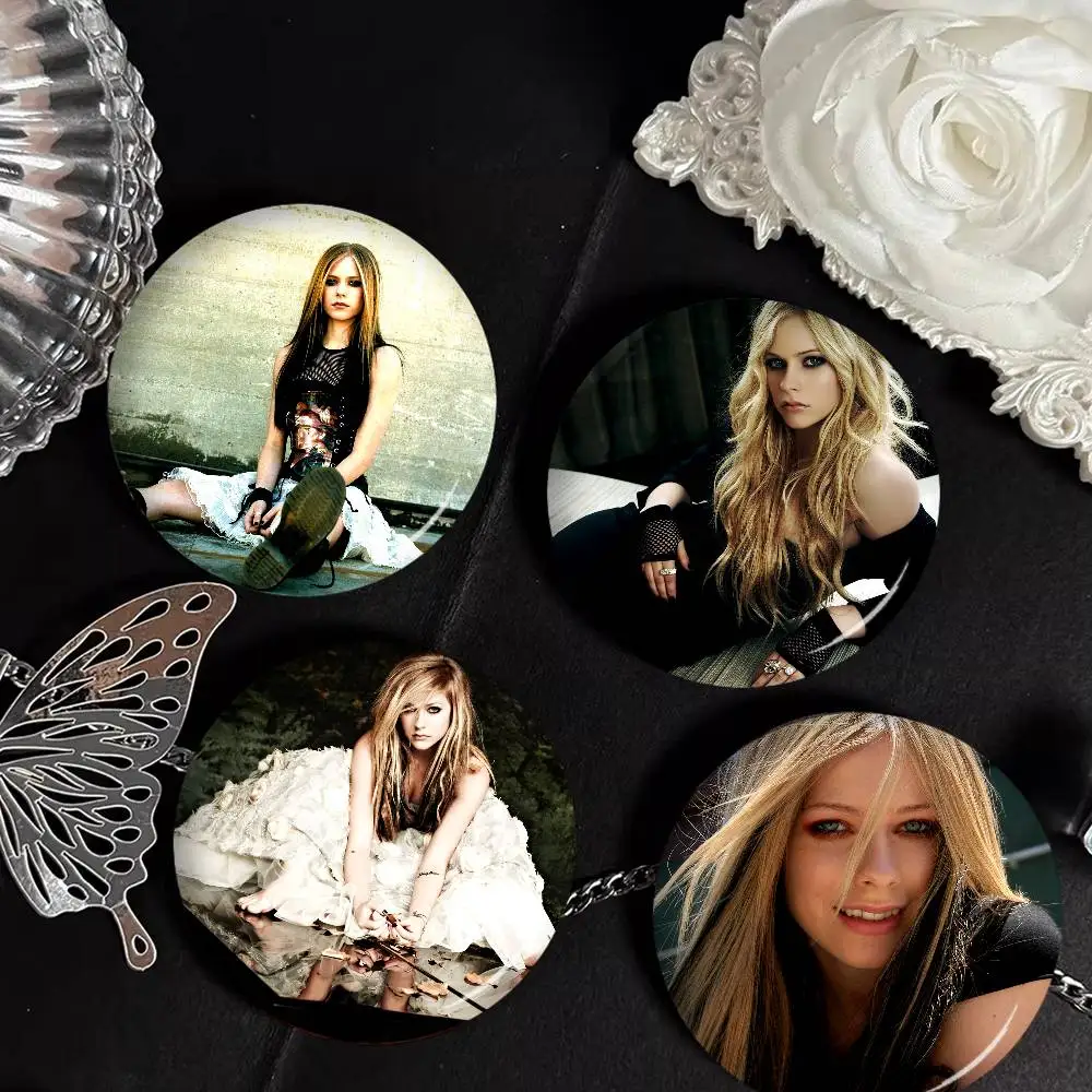 Singer A-Avril L-Lavigne Cartoon Brooches Anime Badge Round Handmade Brooch Lapel Pins Jewelry for Backpack Clothes Gifts