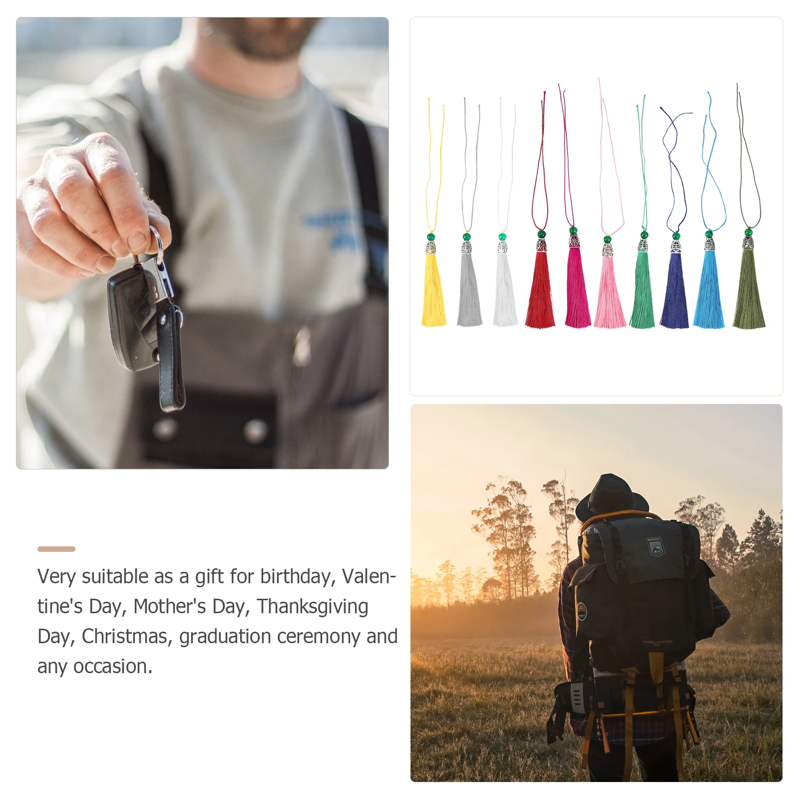 

20pcs Tassel Accessories Key Chain Pendant Hanging Decor Craft Making Colorful Durable Diy Gift For Birthday Christmas
