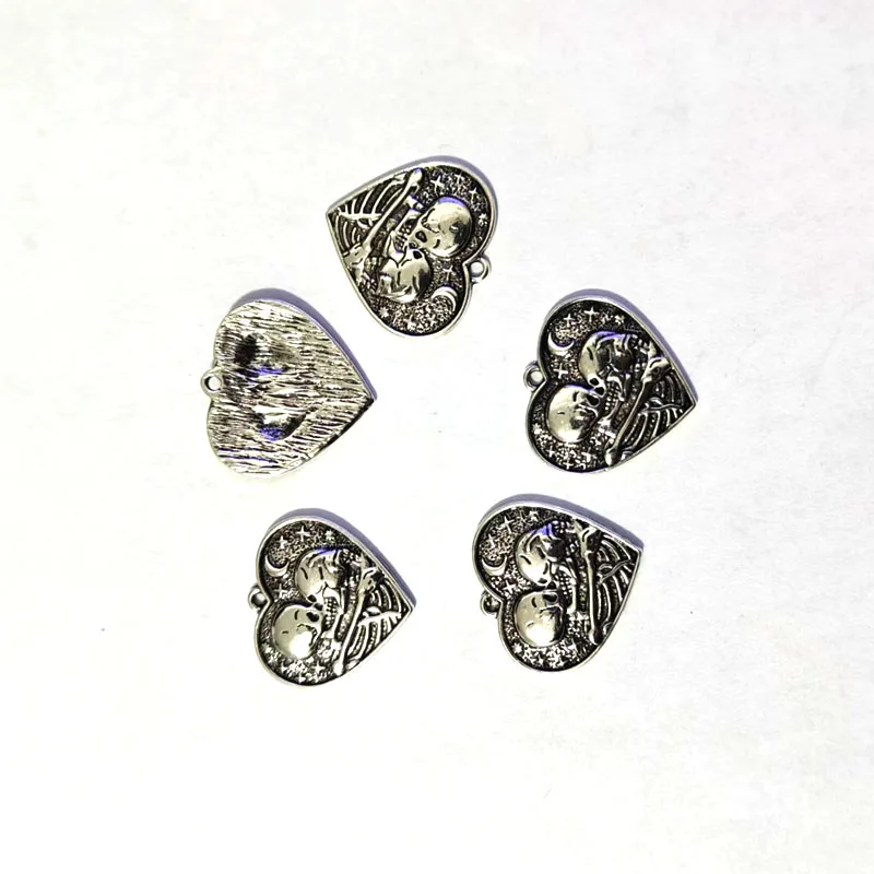 5pcs Heart Star Moon Skeleton Couple pendant charm for DIY